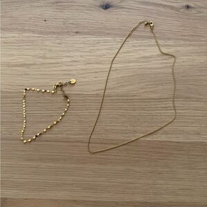 Gold Chain Necklace and Anklet Set